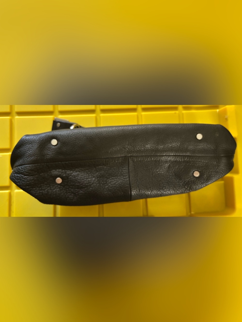 Kenneth Cole NY Vintage Black Pebbled Leather Asymmetric Hobo Bag Slouchy Y2K - Picture 3 of 10